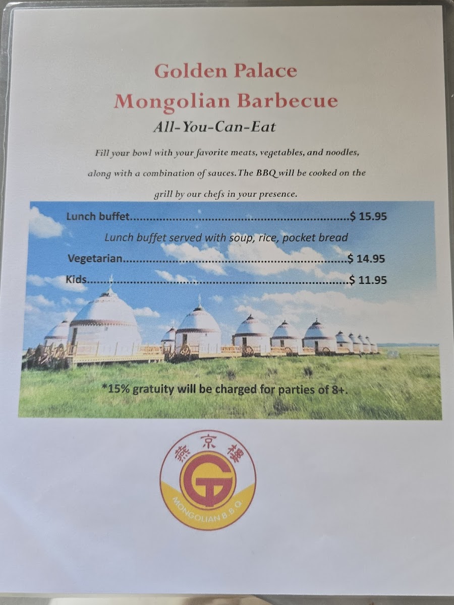 Golden Palace Mongolian BBQ Menu - Image 1